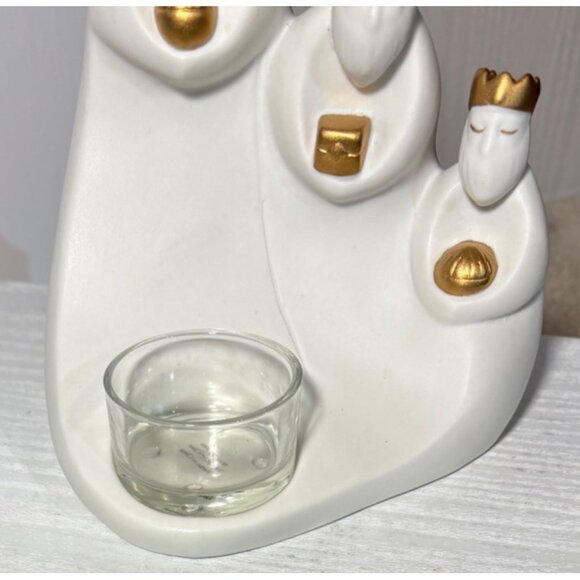 Partylite Three Wise Men Kings Tealight Candle Holder Glass Insert Gold Accents - Picture 5 of 8